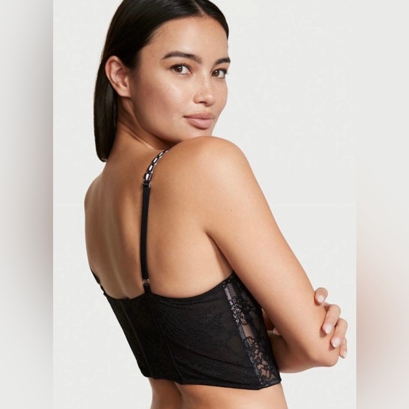 Victoria Secret Dream Angels Black Lace/Light Pink Corset size L - Picture 9 of 10